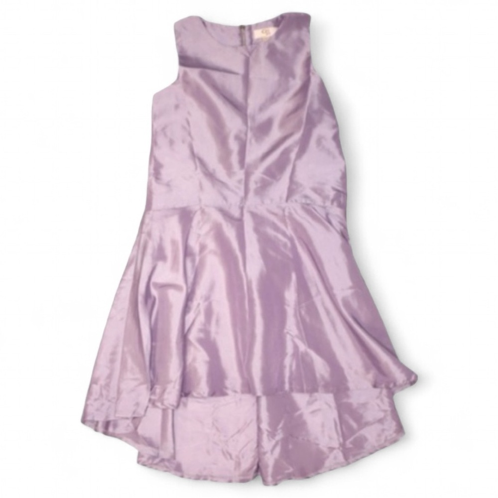 GB Girls Light Purple Satin Taffeta High-Low Drop-Waist Dress Easter Spring